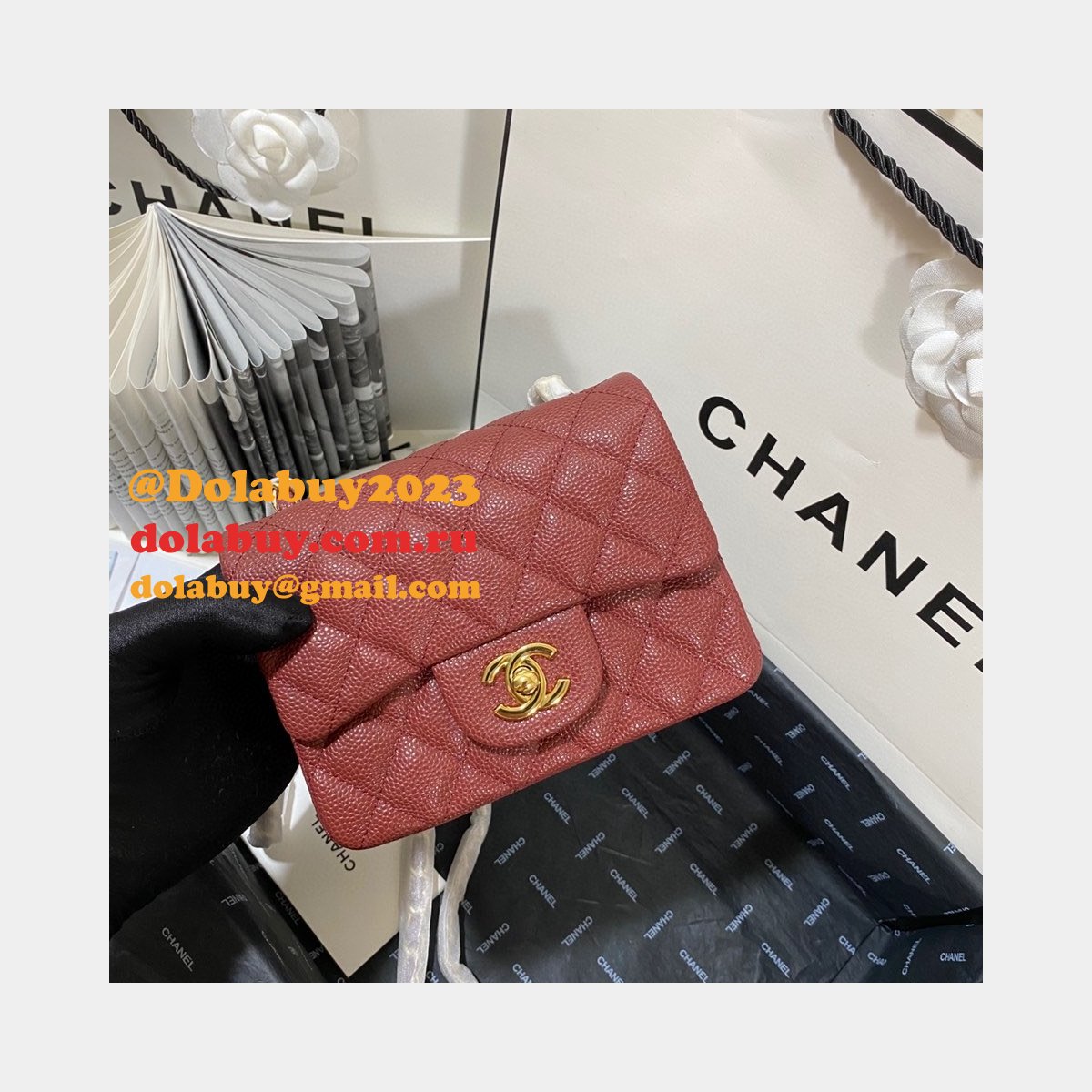 Perfect CC 17CM Classic Flap Caviar Leather Bag