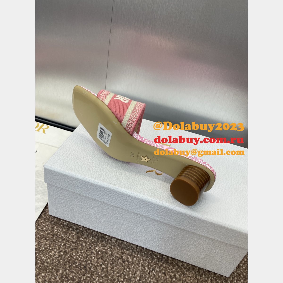 Wholesale 1:1 Mirror Dway Heeled Slide