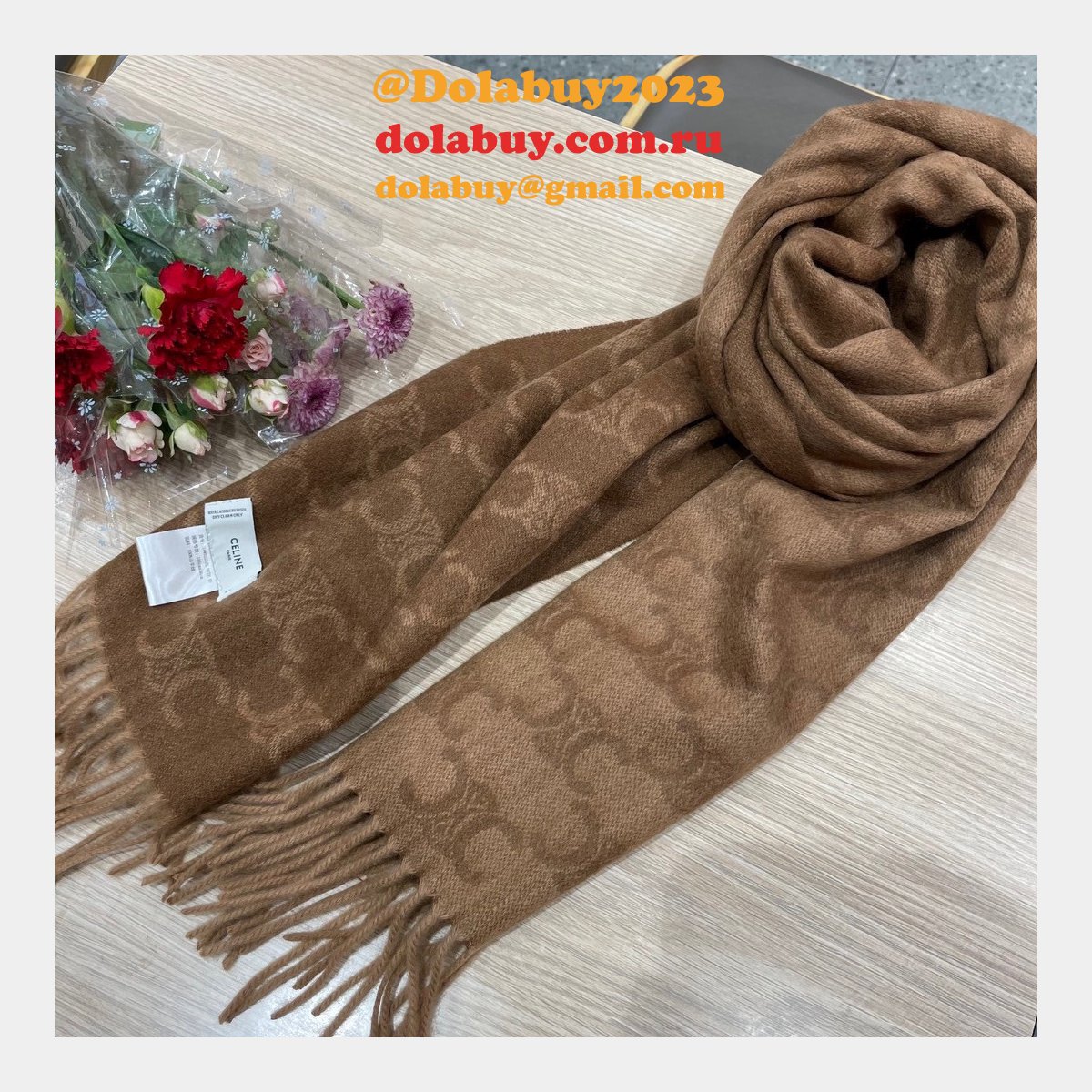 CELINE Arc de Triomphe Sanlin old flower cashmere scarf