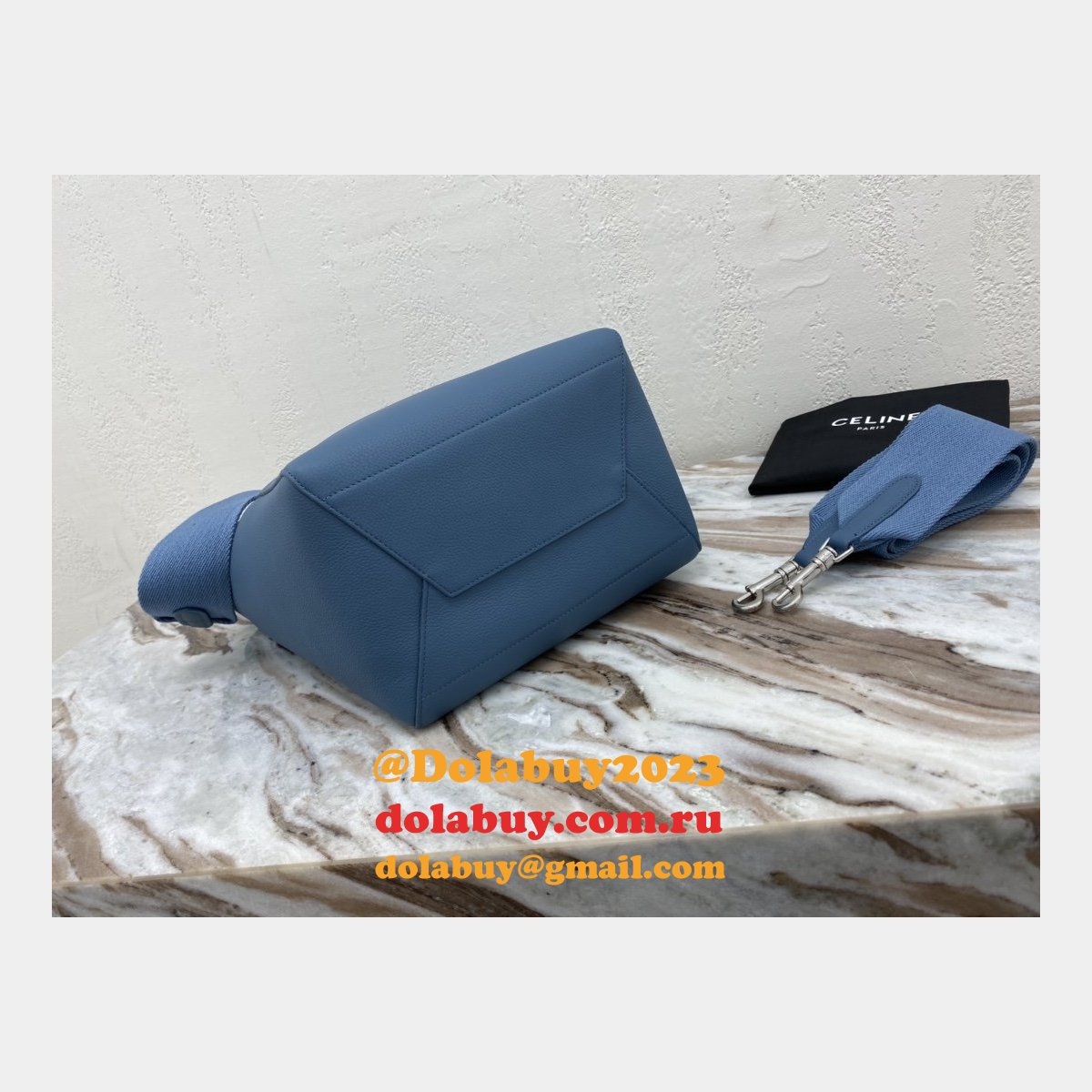 Cheap Factory Celine Sangle Seau Shoulder Blue Bag