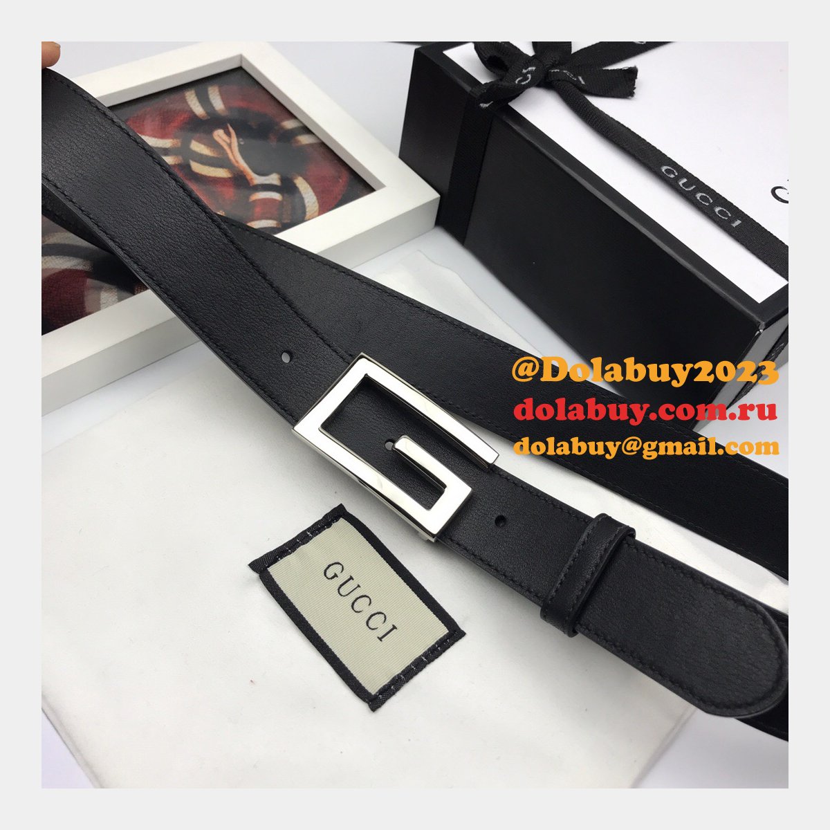 luxury G*u*i 35mm buckle black leather belt replica