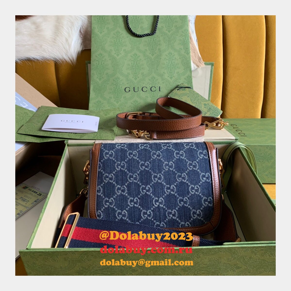 high quality G*u*i replica horsebit 1955 mini bag 658574 gg supreme canvas