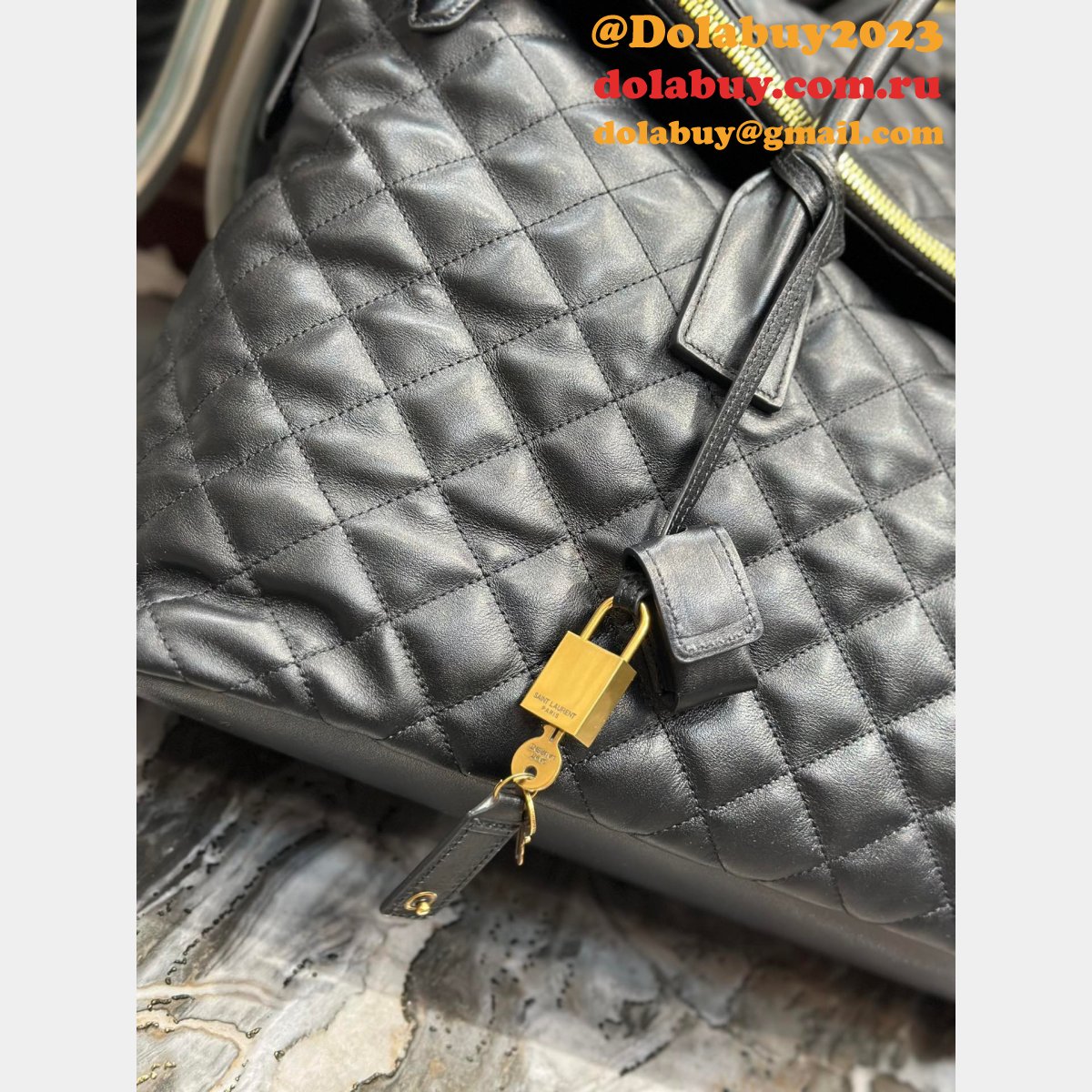 Ysl Replica Es Giant Travel 736009 Black Quited AAA+ Bag