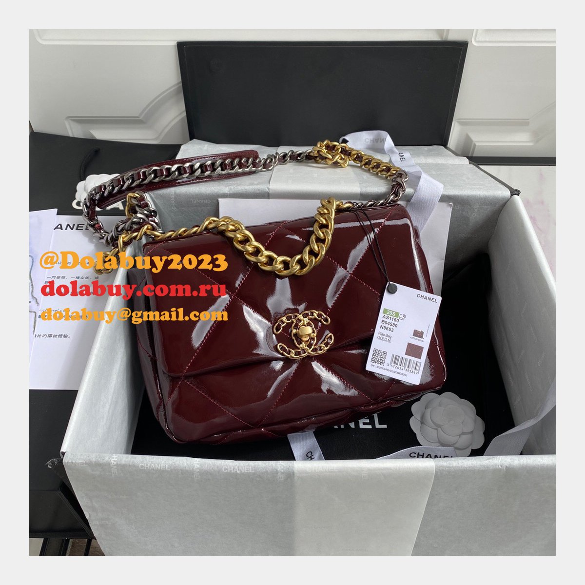 CC Replica 26CM Goatskin Gold-Tone Silver-Tone & Ruthenium