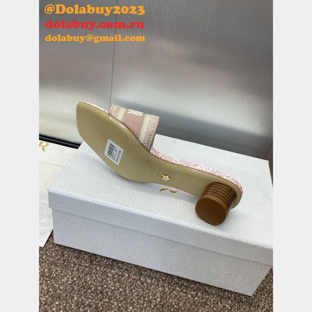 Wholesale 1:1 Mirror Dway Heeled Slide