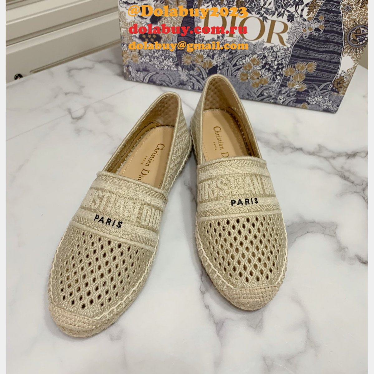 Perfect Dior Replica Openwork Embroidery Fisherman Shoes