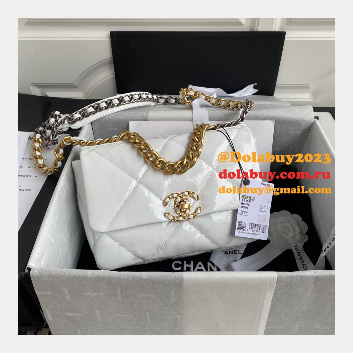 CC Replica 26CM Goatskin Gold-Tone Silver-Tone & Ruthenium