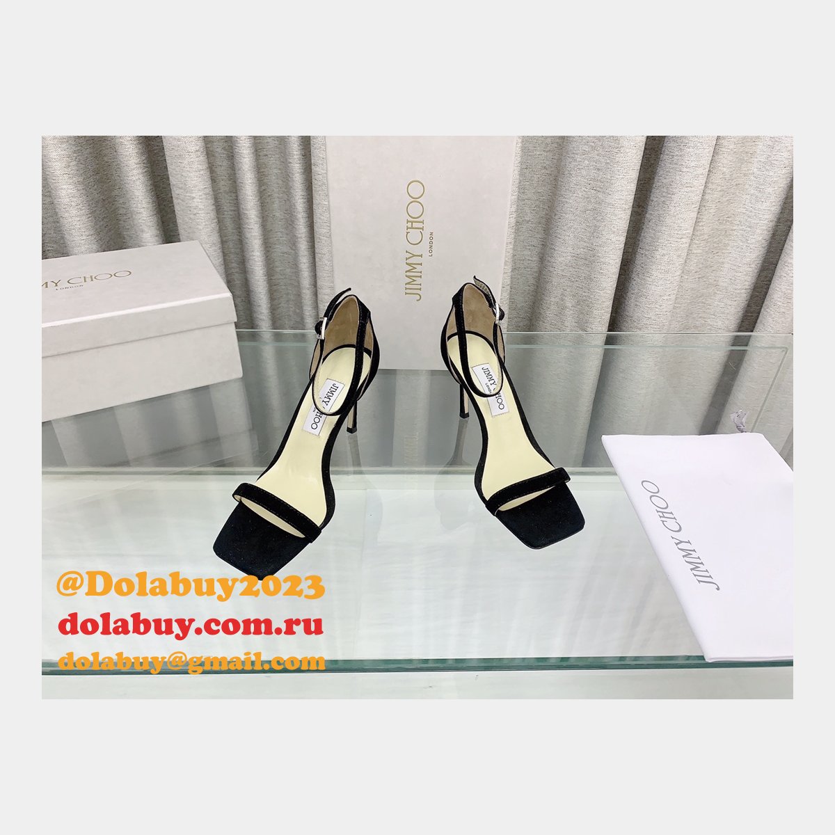 Replica Jimmy Choo Alva Suede Sandals 1:1 Mirror Heel 8.5 cm Shoes