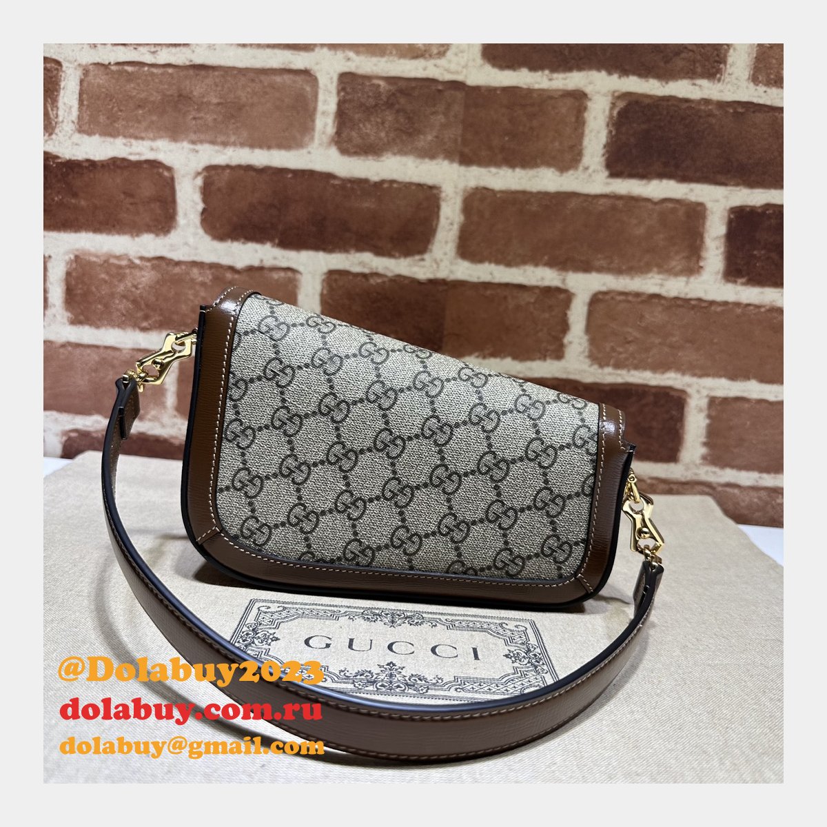 horsebit shoulder G*u*i perfect 1955 774209 fashion brown bag