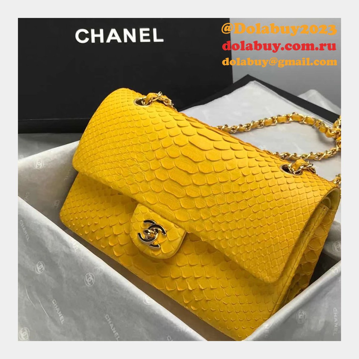 Luxury CC flap snake skin Top Quality classical handbag 25.5cm