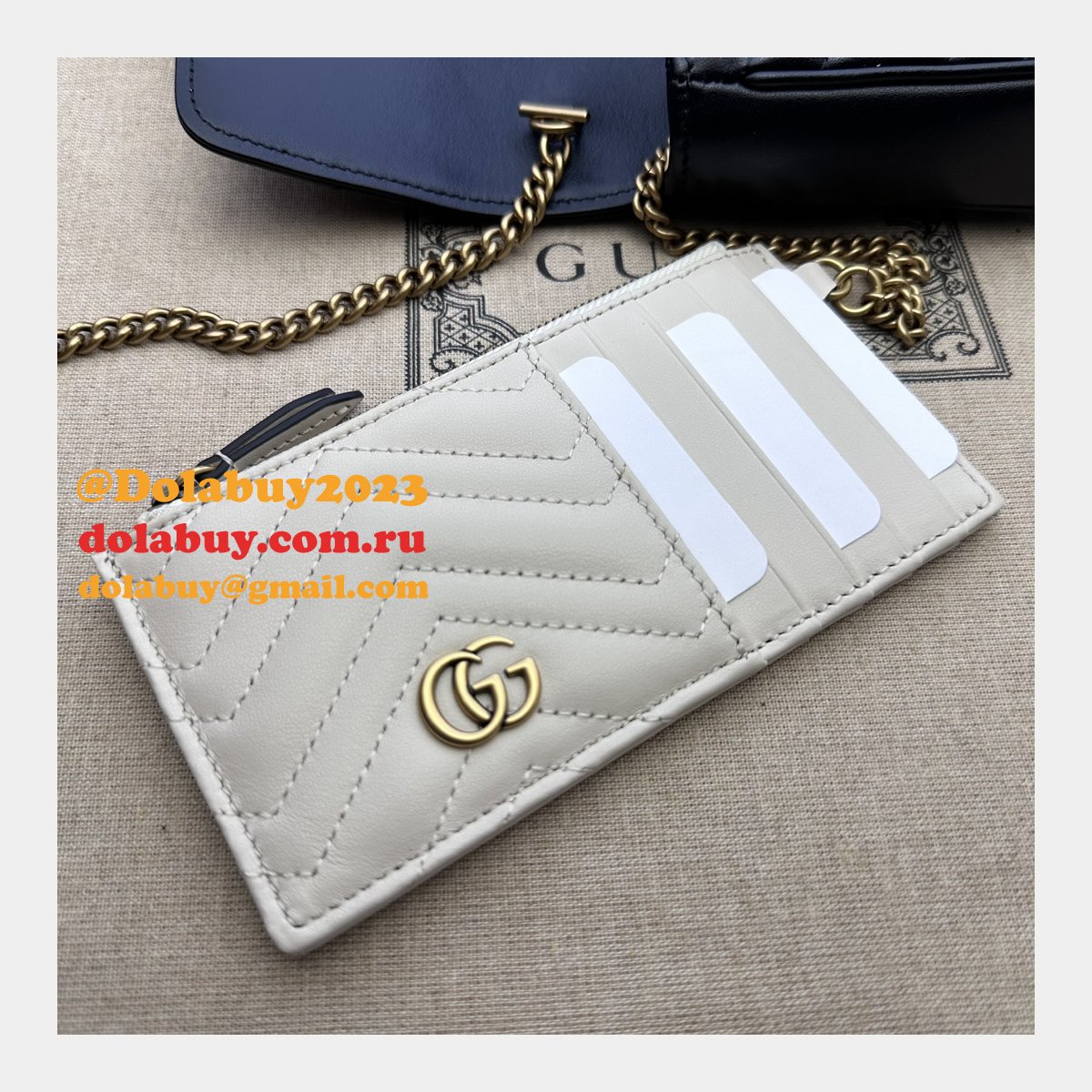 gg marmont G*u*i replica card case chain wallet 751526 bag