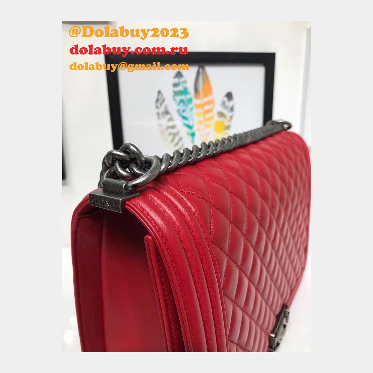 High Quality CC Le Boy Luxury Bags Lambskin 30cm