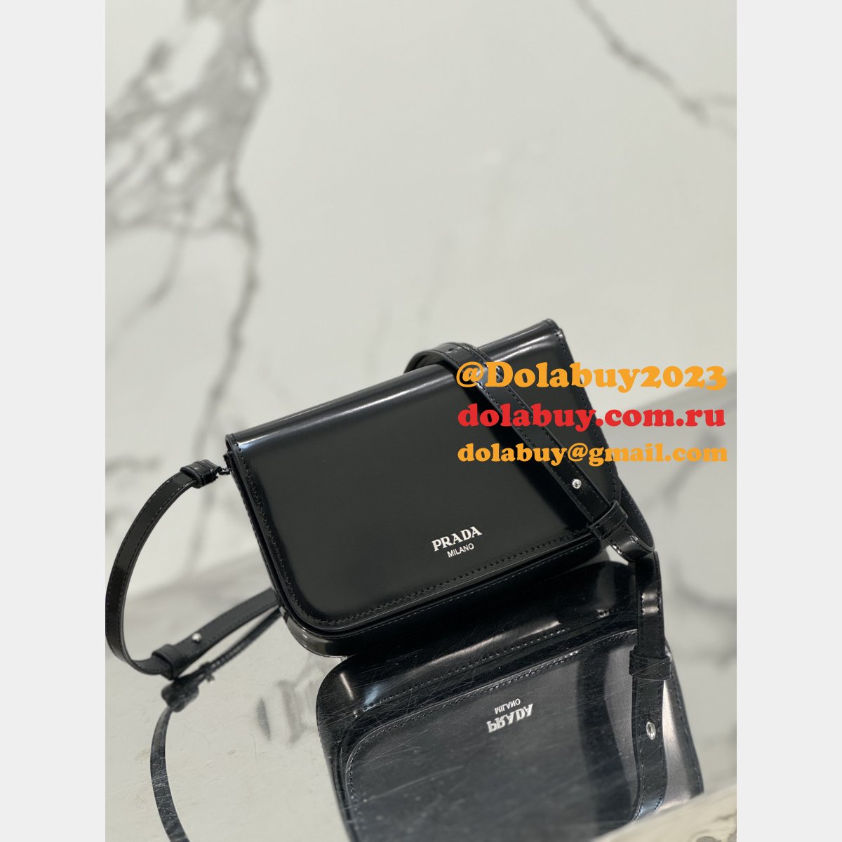 Black Brushed Shoulder Strap Prada 2VD061 Replica Designer Bag