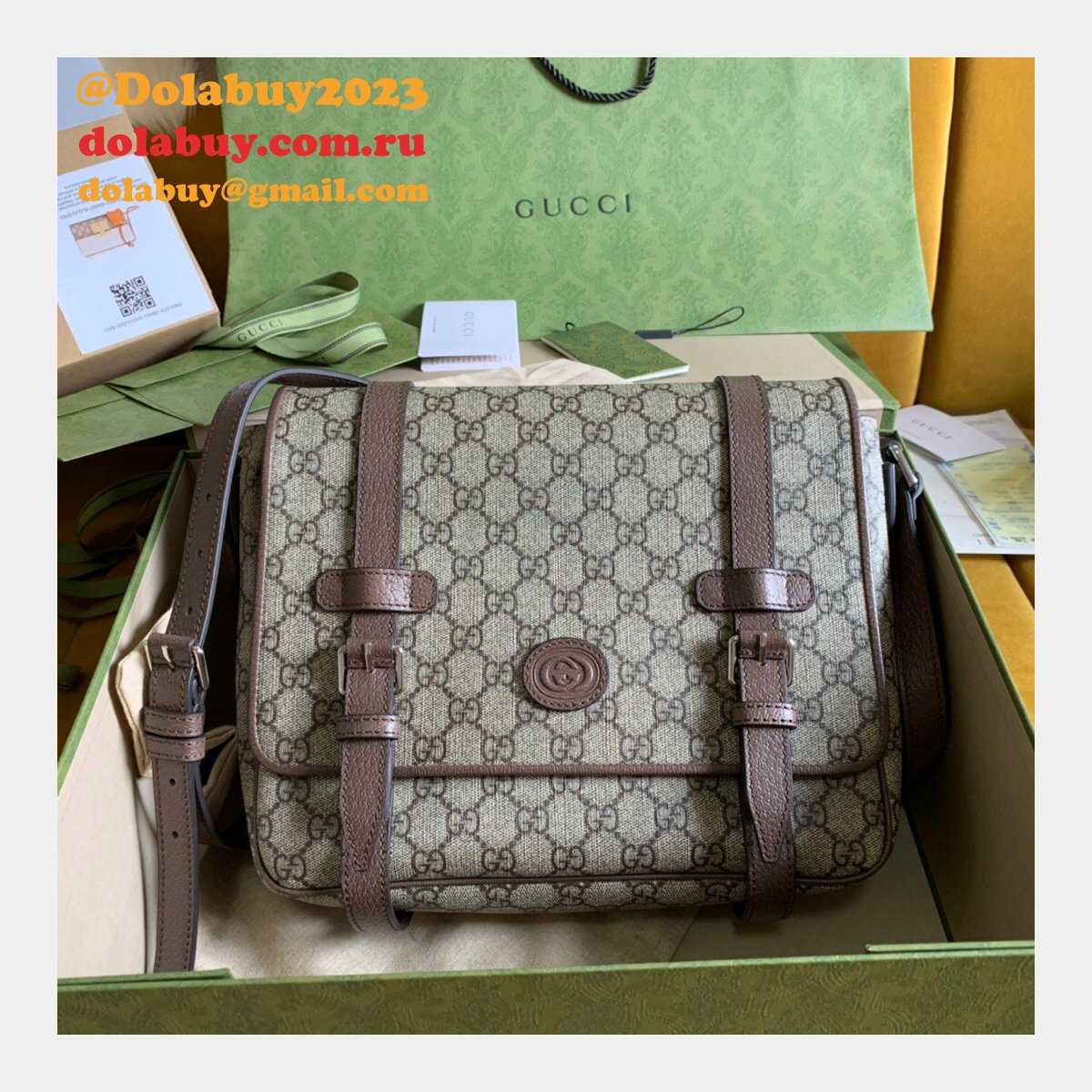 high quality G*u*i replica 658542 gg messenger bag in gg supreme