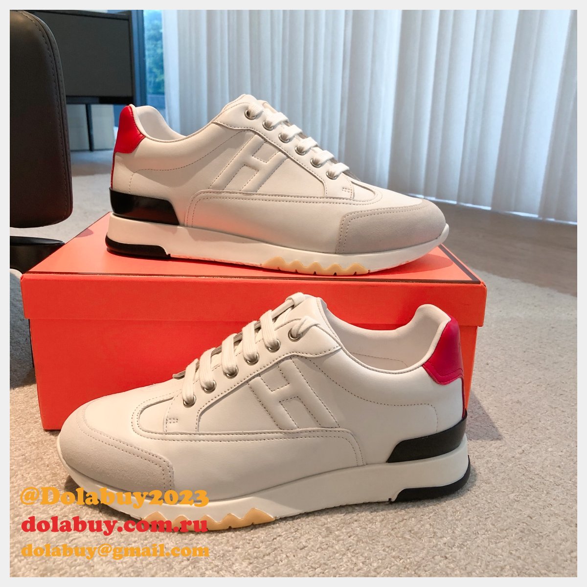 Wholesale Sneakers Leer Wit Hermes Knockoff Shoes
