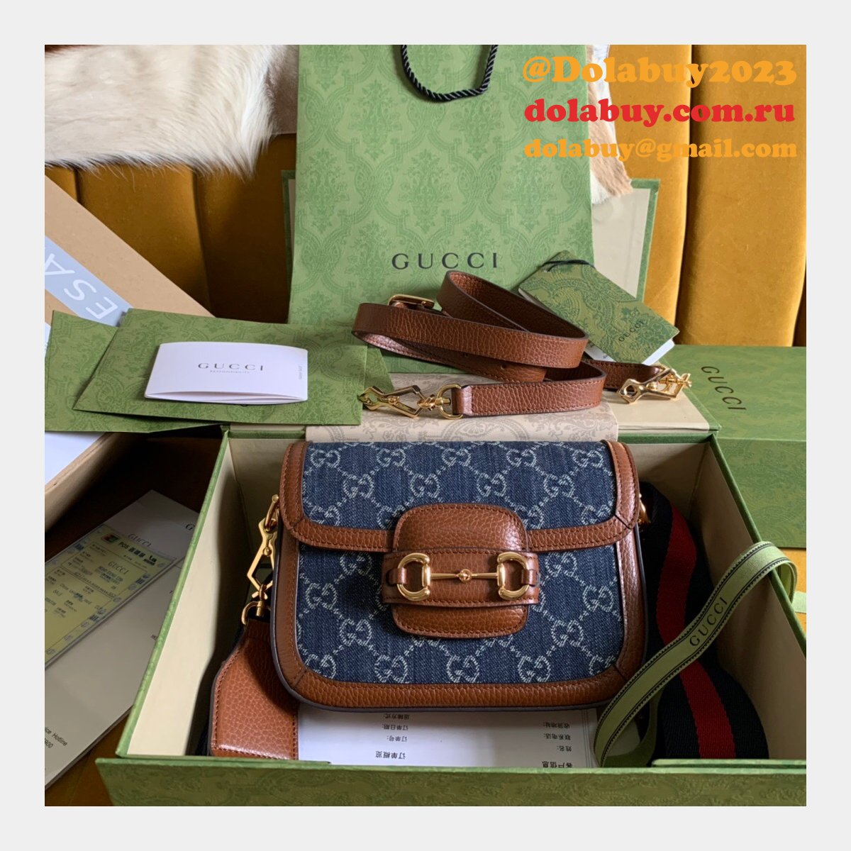 high quality G*u*i replica horsebit 1955 mini bag 658574 gg supreme canvas