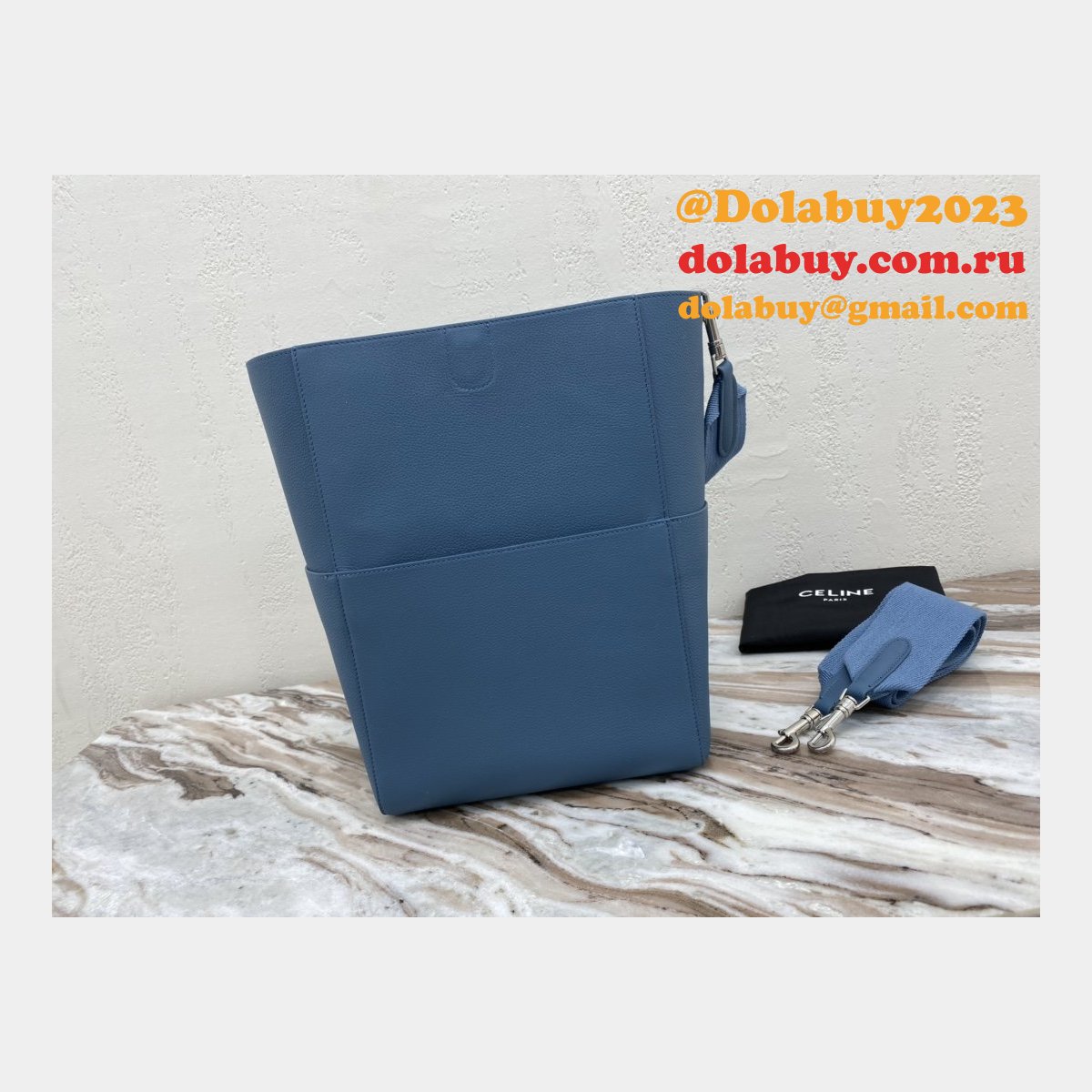 Cheap Factory Celine Sangle Seau Shoulder Blue Bag