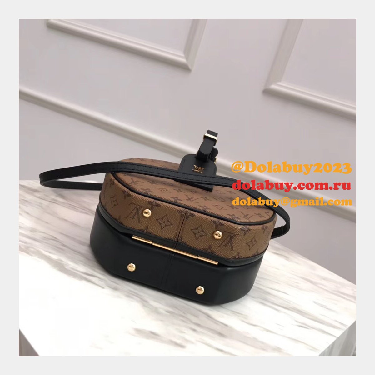 Fashion M43510 Louis Vuitton Petite Boite Chapeau Monogram Black/Brown