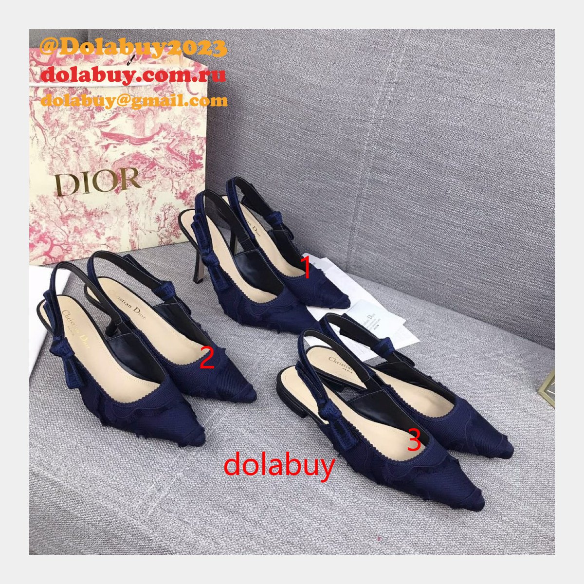 High Top Quality Replica Fashion Dior Navy Blue Tassel Shoes