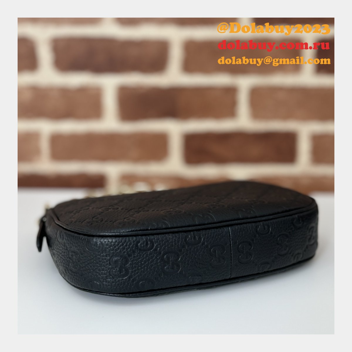 G*u*i 815409 black gg emblem small shoulder chain knockoff bag