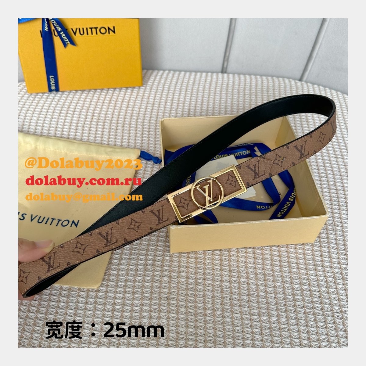 Designer Louis Vuitton Dauphine 25mm Reversible Belt
