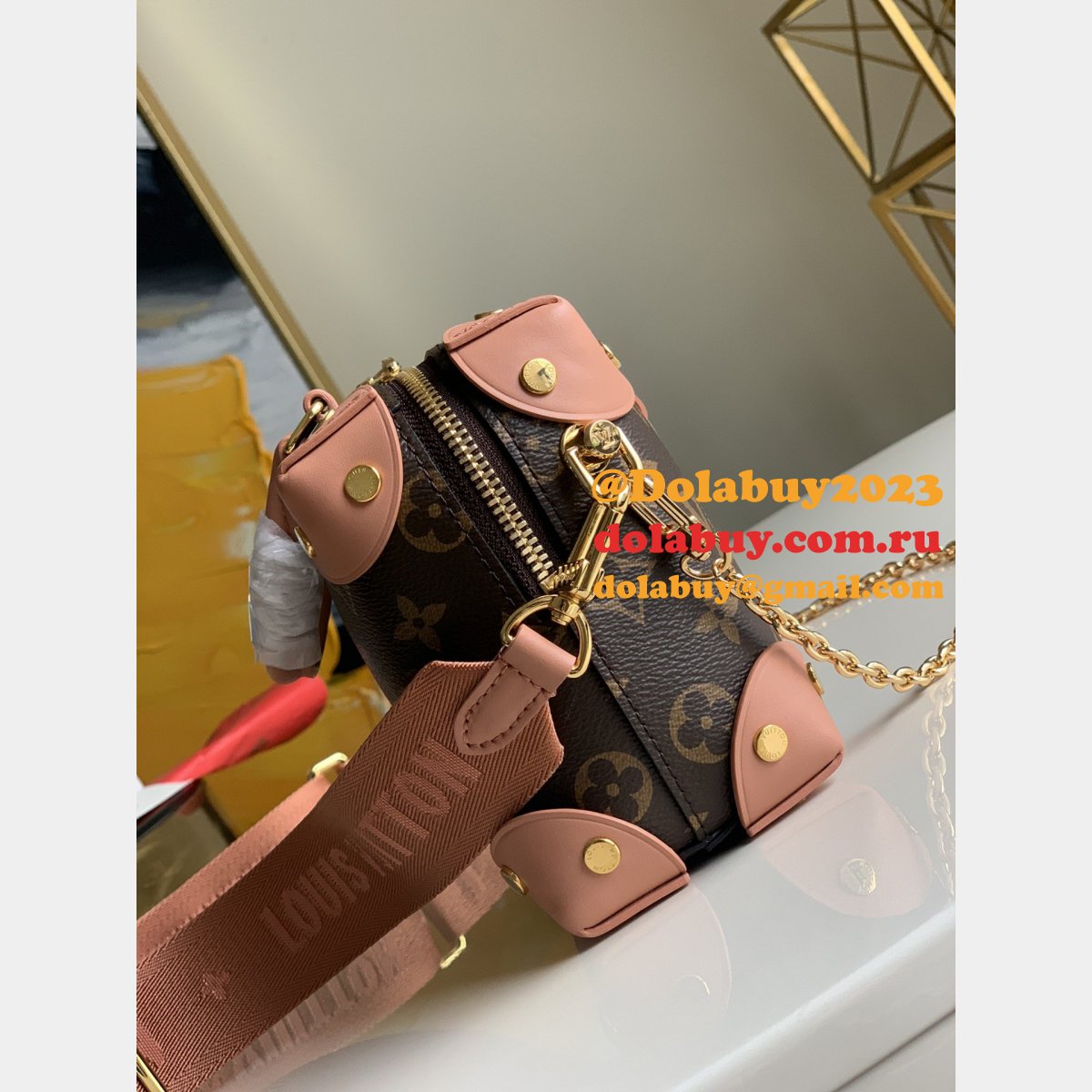 Replica Louis Vuitton Peach Petite Malle Souple Monogram