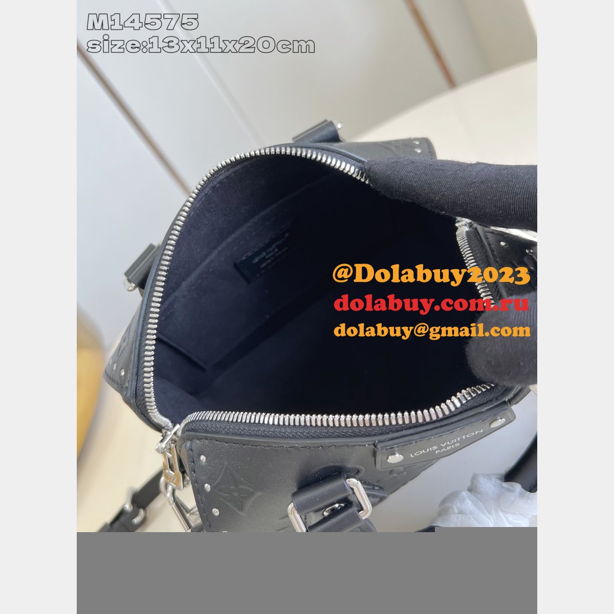 Louis Vuitton Speedy 20 Trunk Bag M14575 Luxury Black Perfect