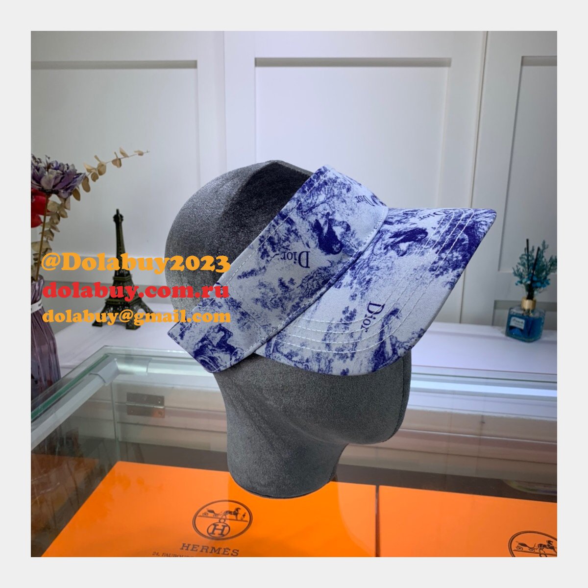 High Quality Christian Dior Blue and white porcelain hats