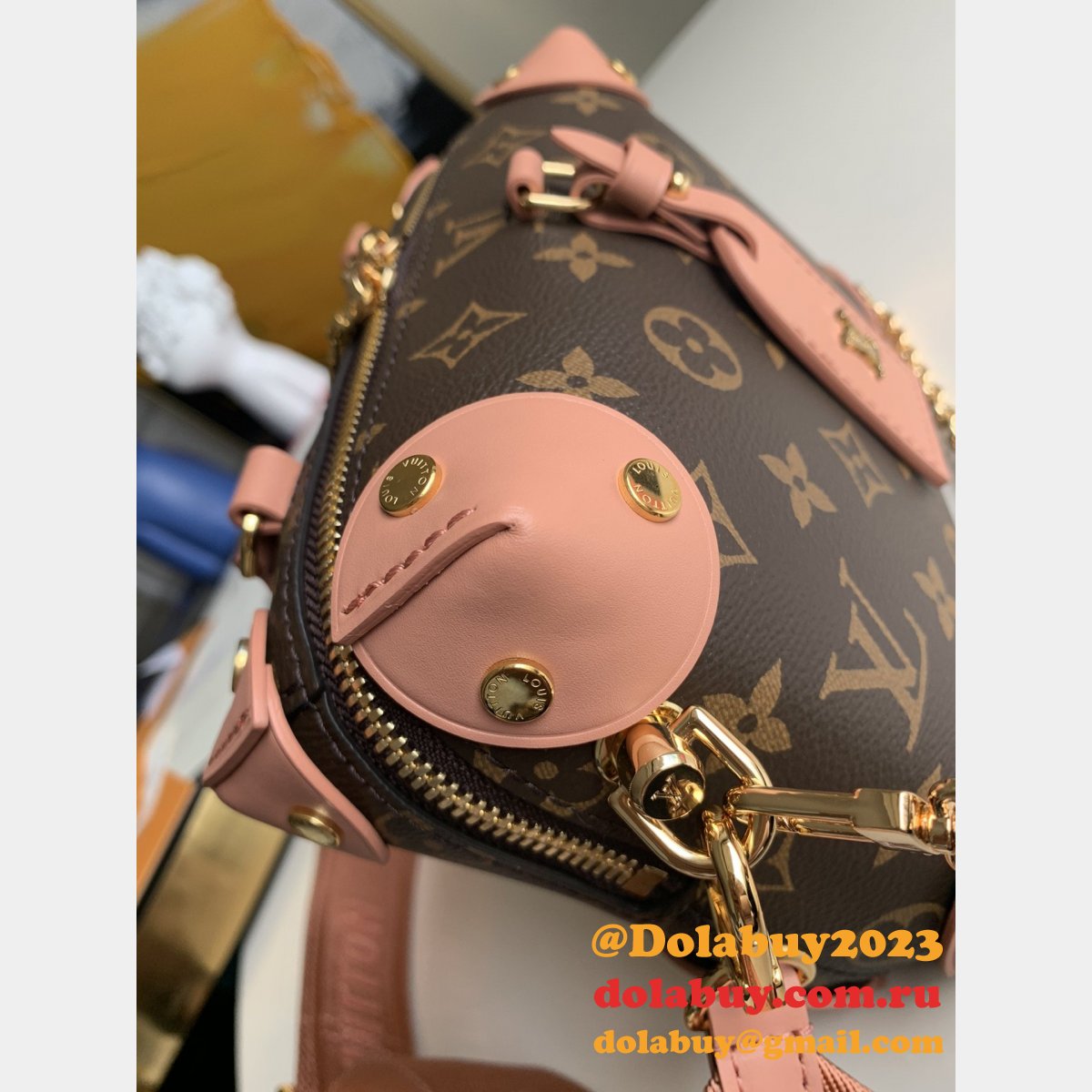 Replica Louis Vuitton Peach Petite Malle Souple Monogram