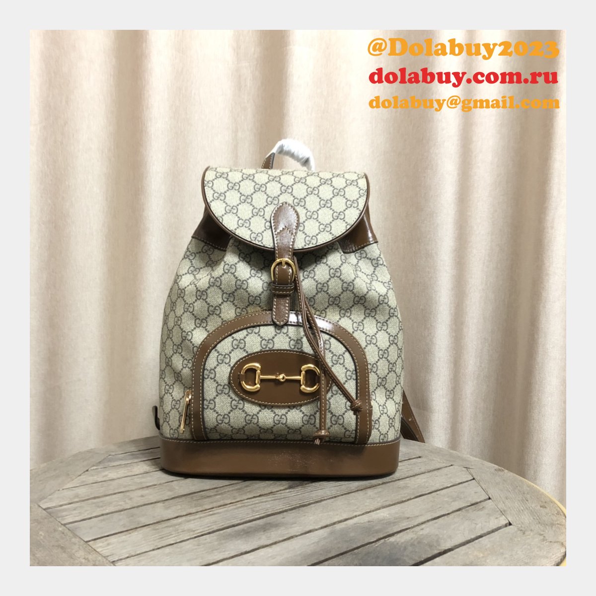 designer G*u*i replica horsebit 1955 backpack beige 620849 bag