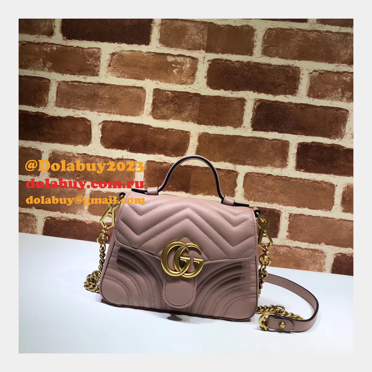 cheap 547260 G*u*i chevron leather gg marmont mini top handle