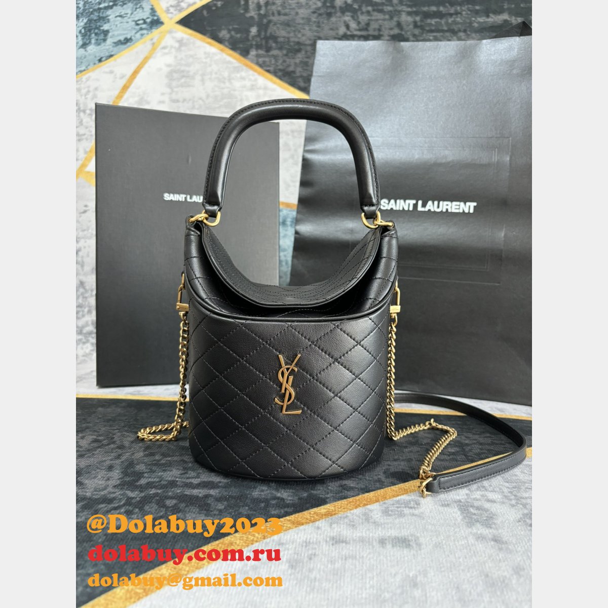 Saint Laurent 763961 Replica Gaby Top Handle Bucket Shoulder Bags