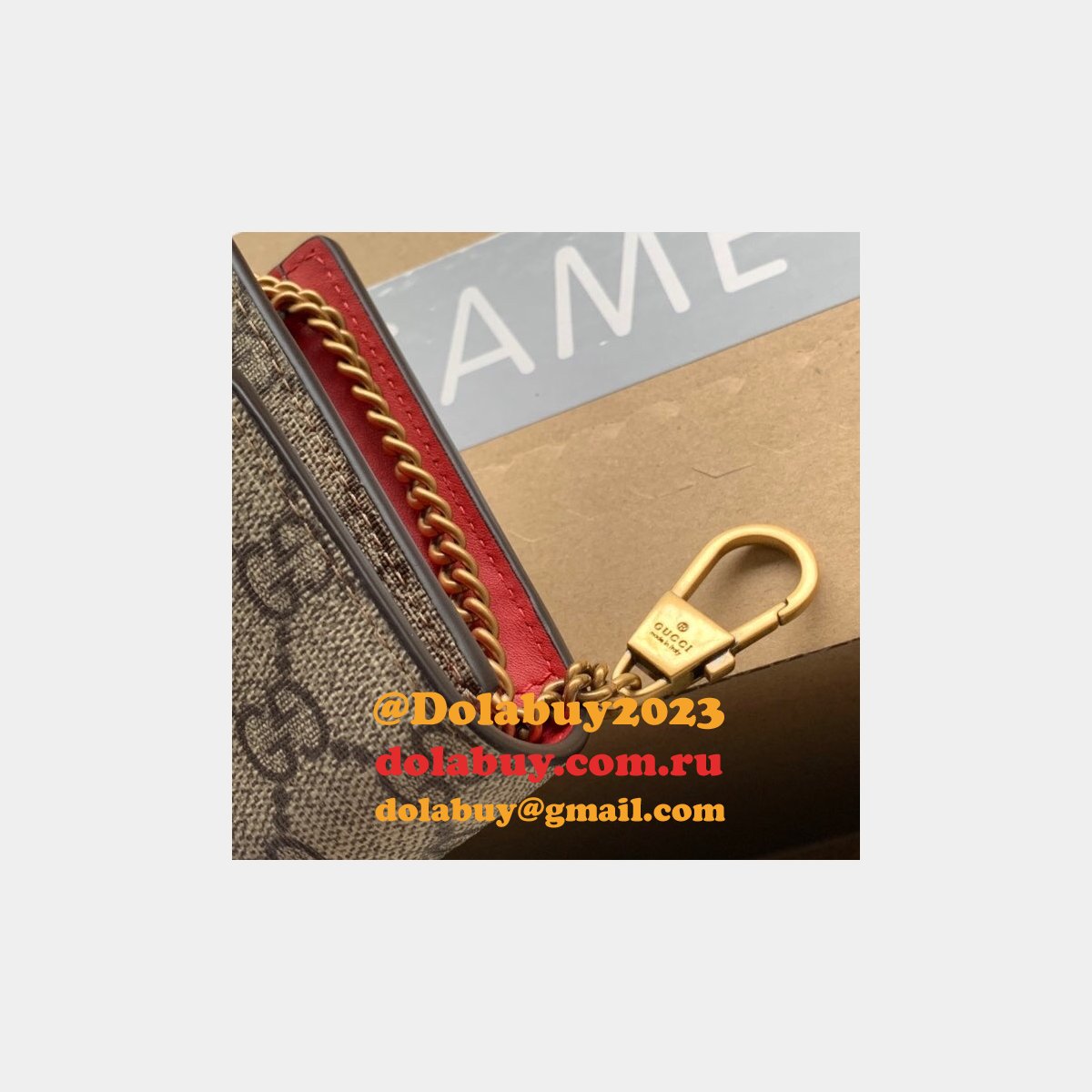 G*u*i designer beige gg supreme mini bag with cherries