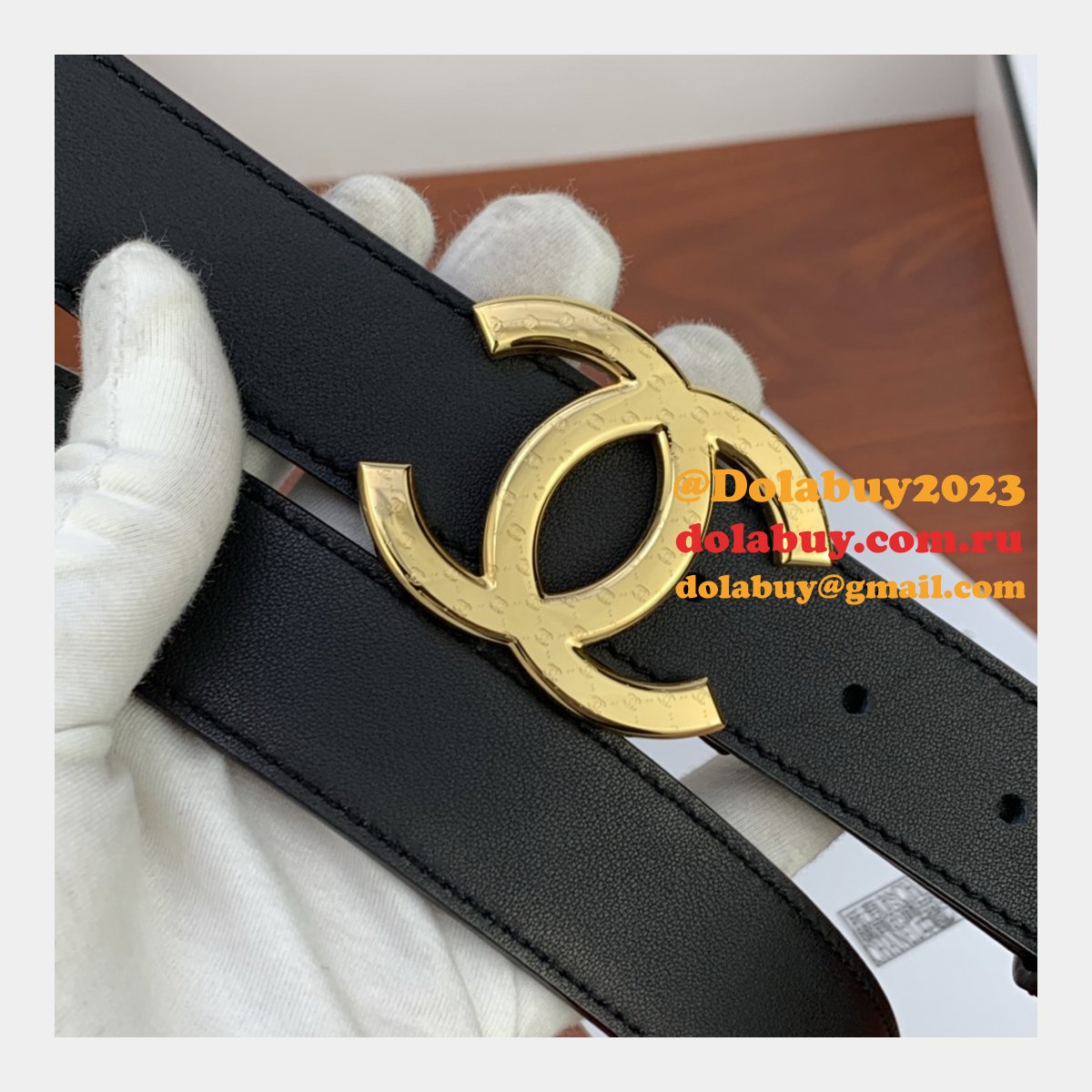 Cheap Replica CC Double C Belt Black Width 3.4cm 1145