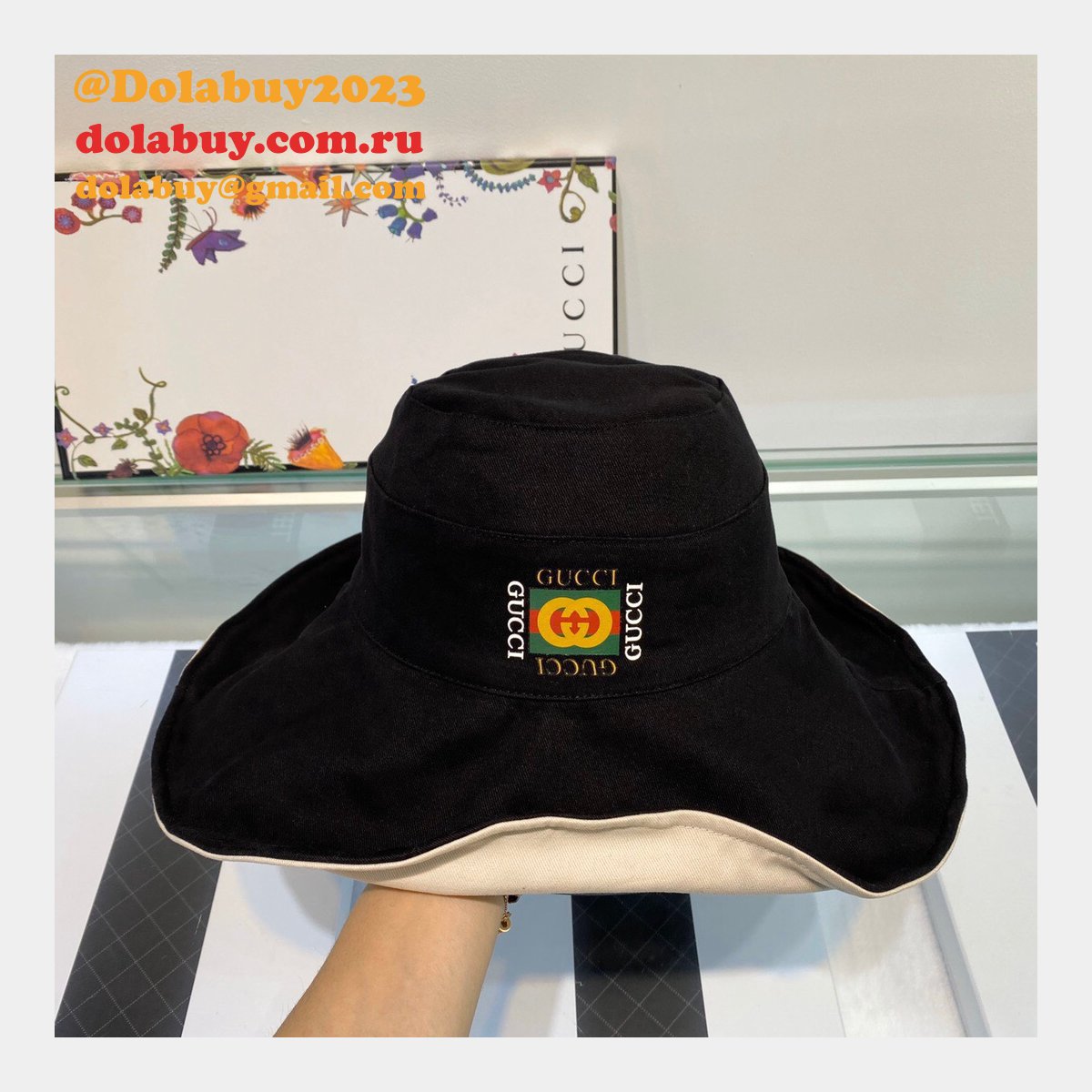 fake G*u*i wearable on both sides hats