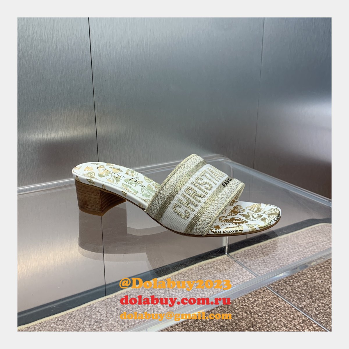 High Quality Dior Dway Heeled Slides Replica Shoes