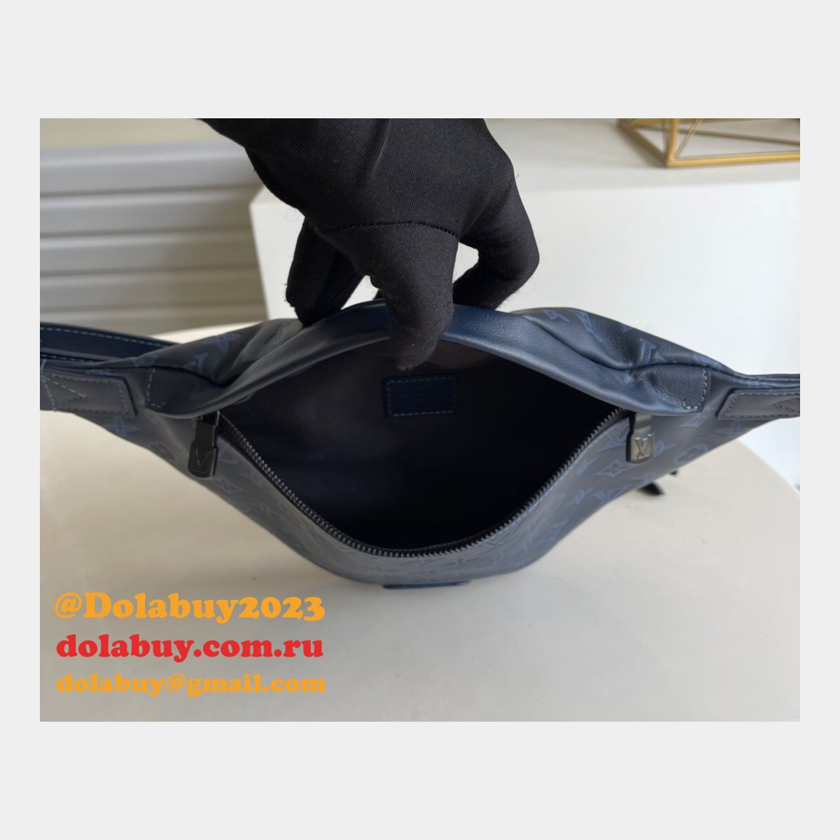 Louis Vuitton Replica China M45729 Discovery Bumbag PM Monogram Shadow Blue Bags