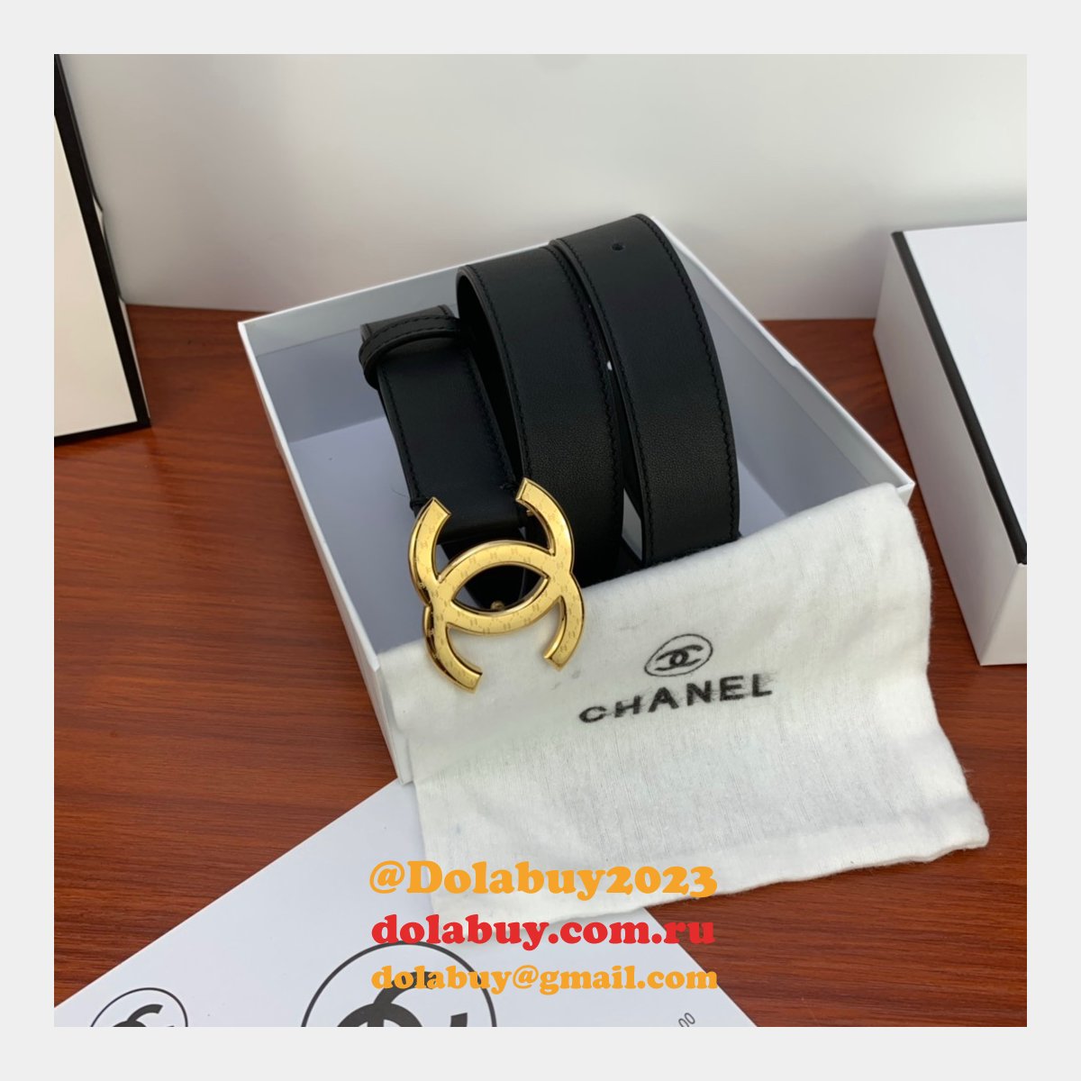 Cheap Replica CC Double C Belt Black Width 3.4cm 1145