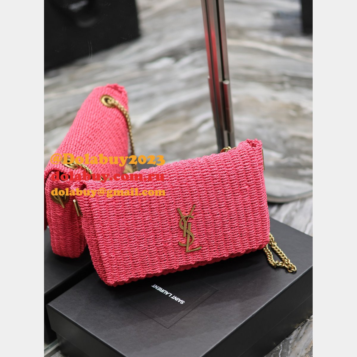 Designer Replica Saint Laurent Kate Clutch 553804 Rose Bag