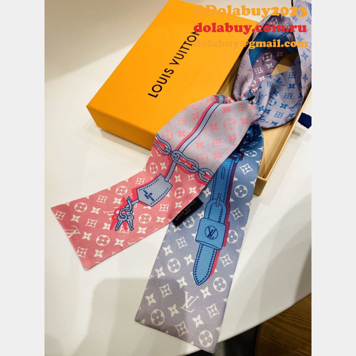 UK louis vuitton Double silk Ribbon Straps bow tie streamers