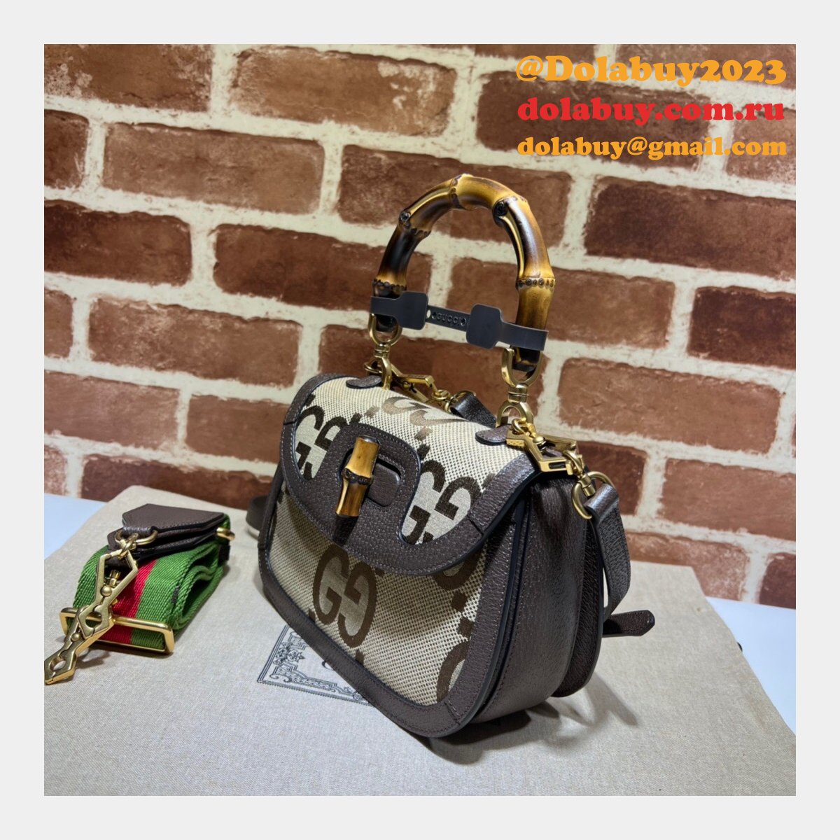buy G*u*i knockoffs small 675797 jumbo gg bag with bamboo