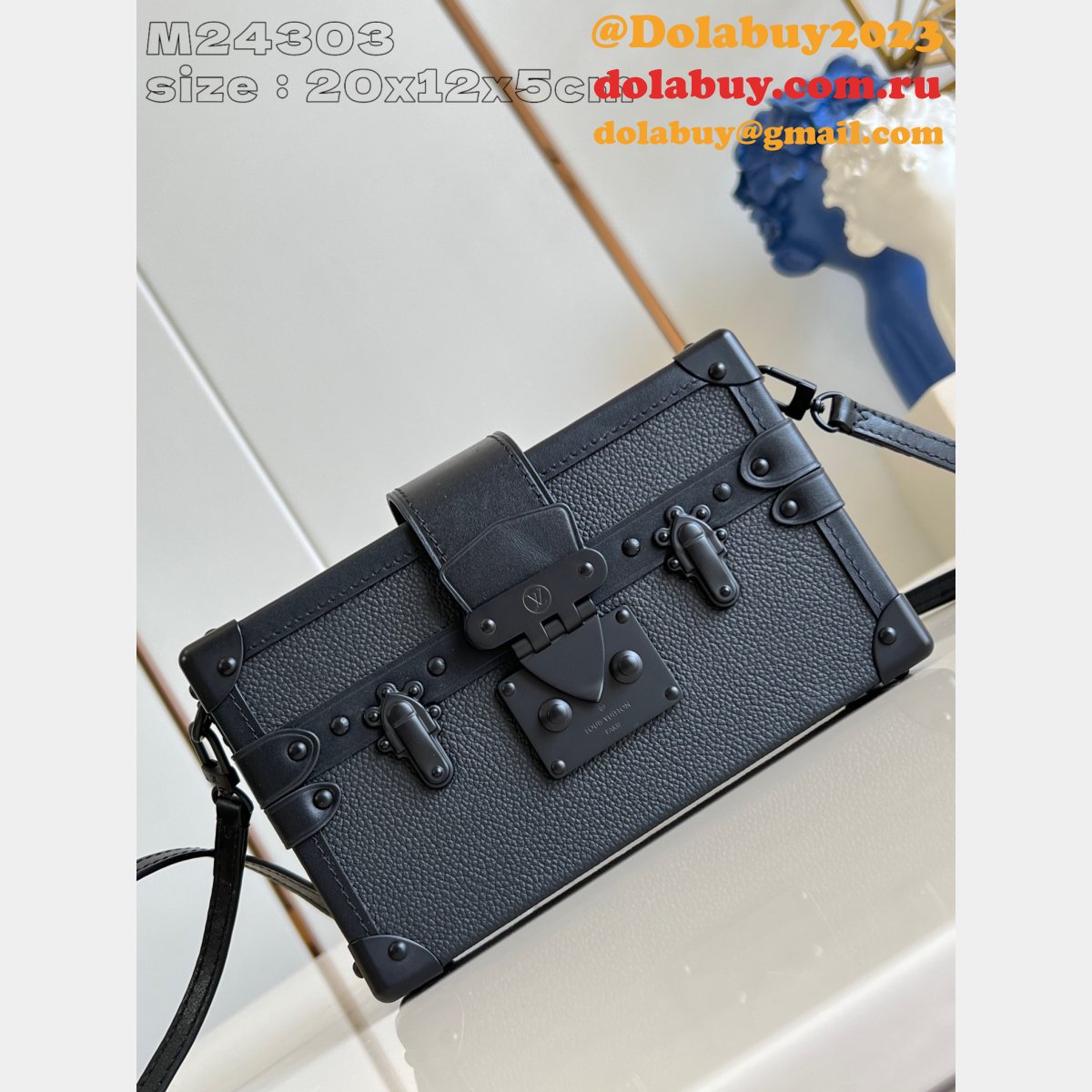 Designer Louis Vuitton Petite Malle Luxury Copy M24303 Black Bag