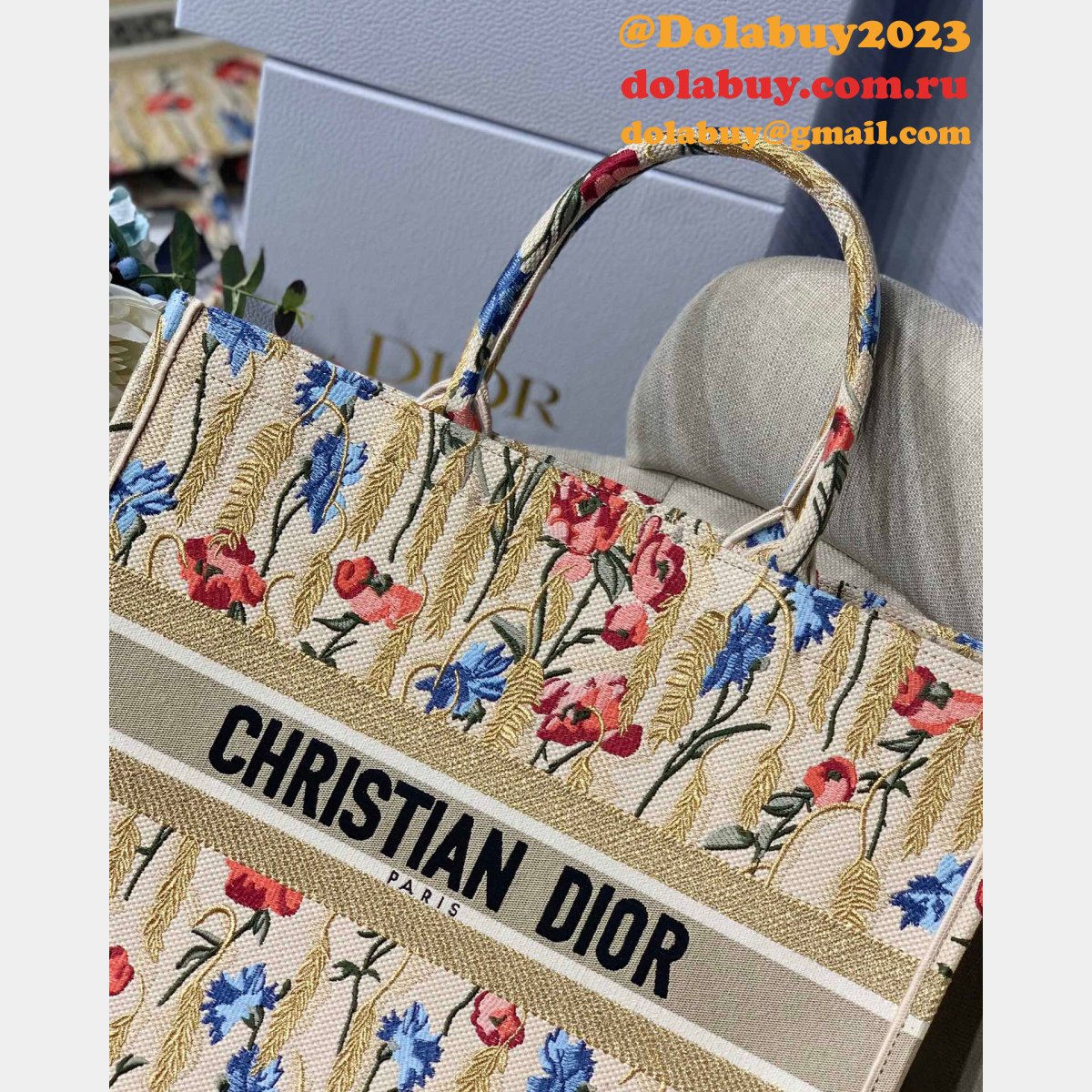 Christian Dior Replica Book Tote Oblique Embroidery