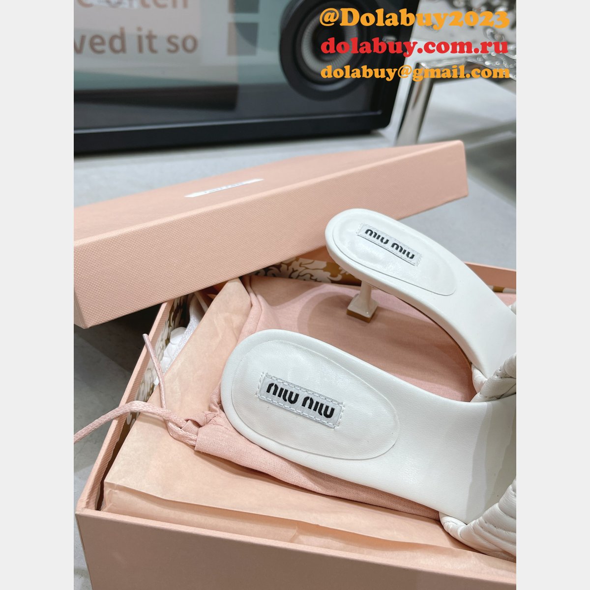 Perfect Luxury Replica Miu Miu high heel slippers Shoes