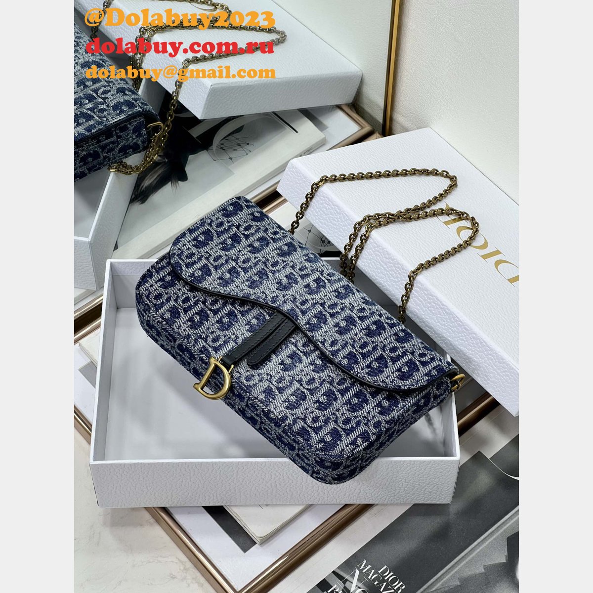 Christian Dior Shop Inspired Saddle Pouch Chain 2045 Bag