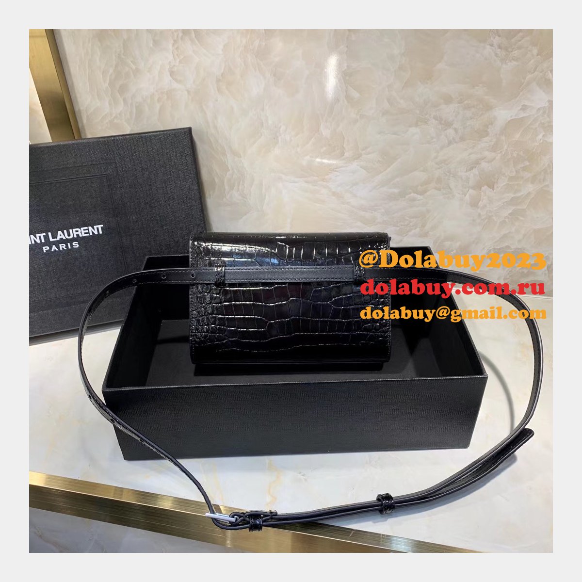 Replica black Saint Laurent YSL Monogram Logo Fanny Pack