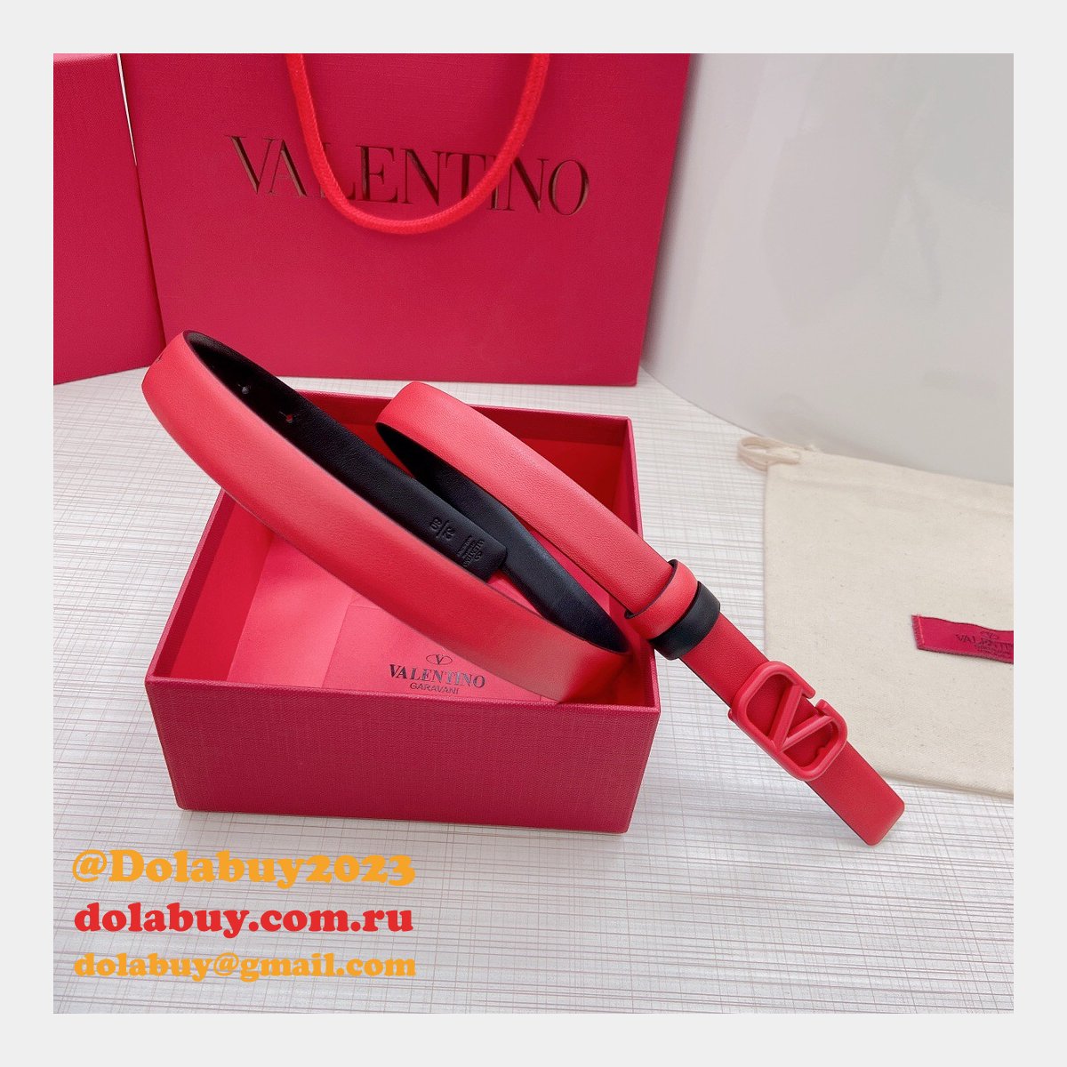 Wholesale Replica Valentino Black/Red Belts