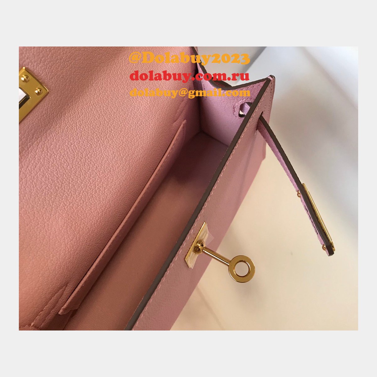 Hermes Outlet 1:1 Replica Mini Kelly Pink Handbags
