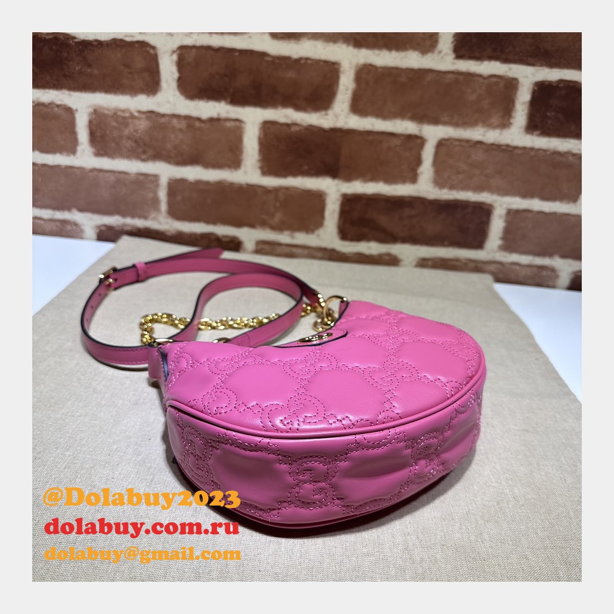 G*u*i 1:1 mirror 739736 gg matelassé designer black/pink bag