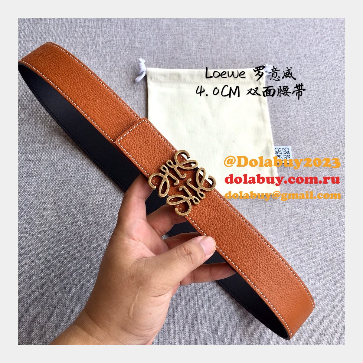 Loewe Designer Replica Top 4.0CM Width Double-Sided Cowhide Belt